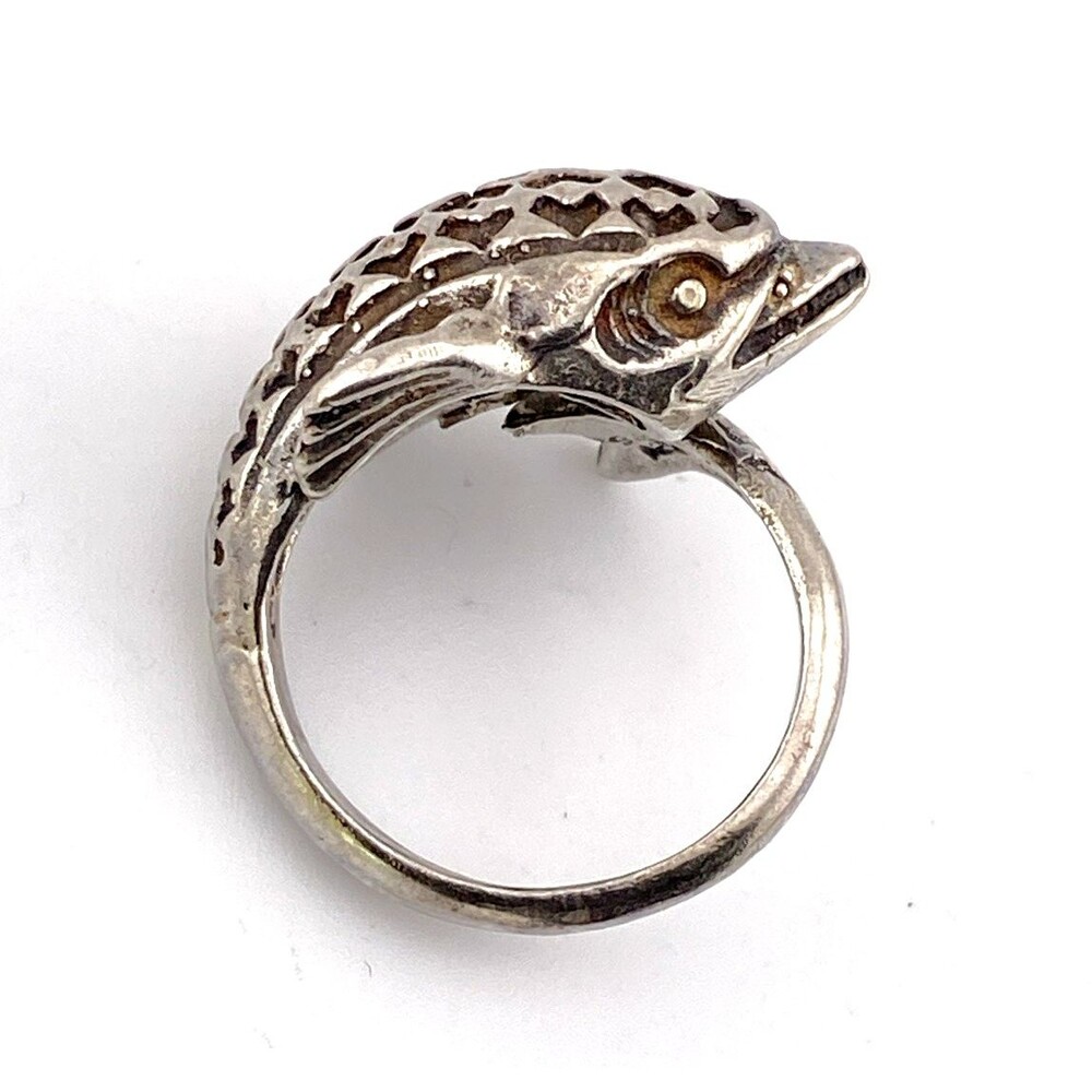 Vintage Sterling Silver Dolphin Bypass Ring Victorian Inspired Figural Size 8